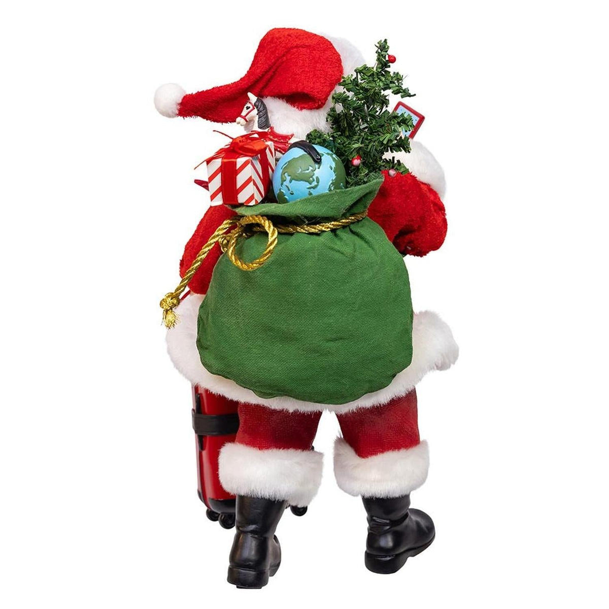 Kurt Adler 10.5-Inch Fabriché Santa with Red Luggage, 2-Piece Set