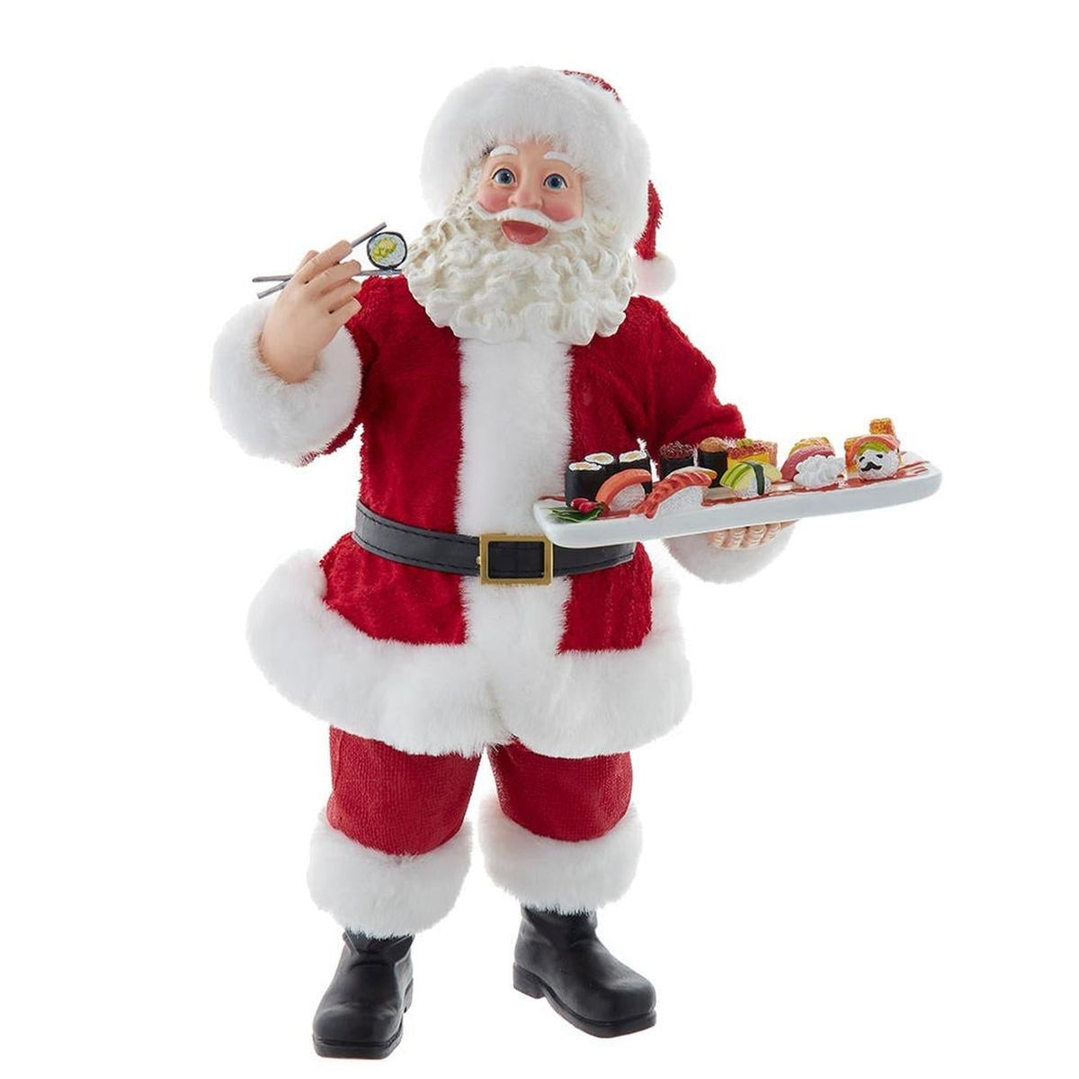 Kurt Adler 10.5-Inch Fabriché Santa with Sushi Platter