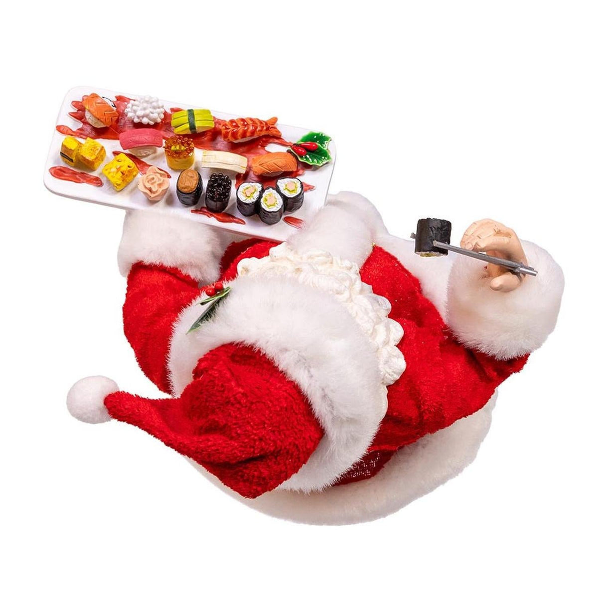 Kurt Adler 10.5-Inch Fabriché Santa with Sushi Platter