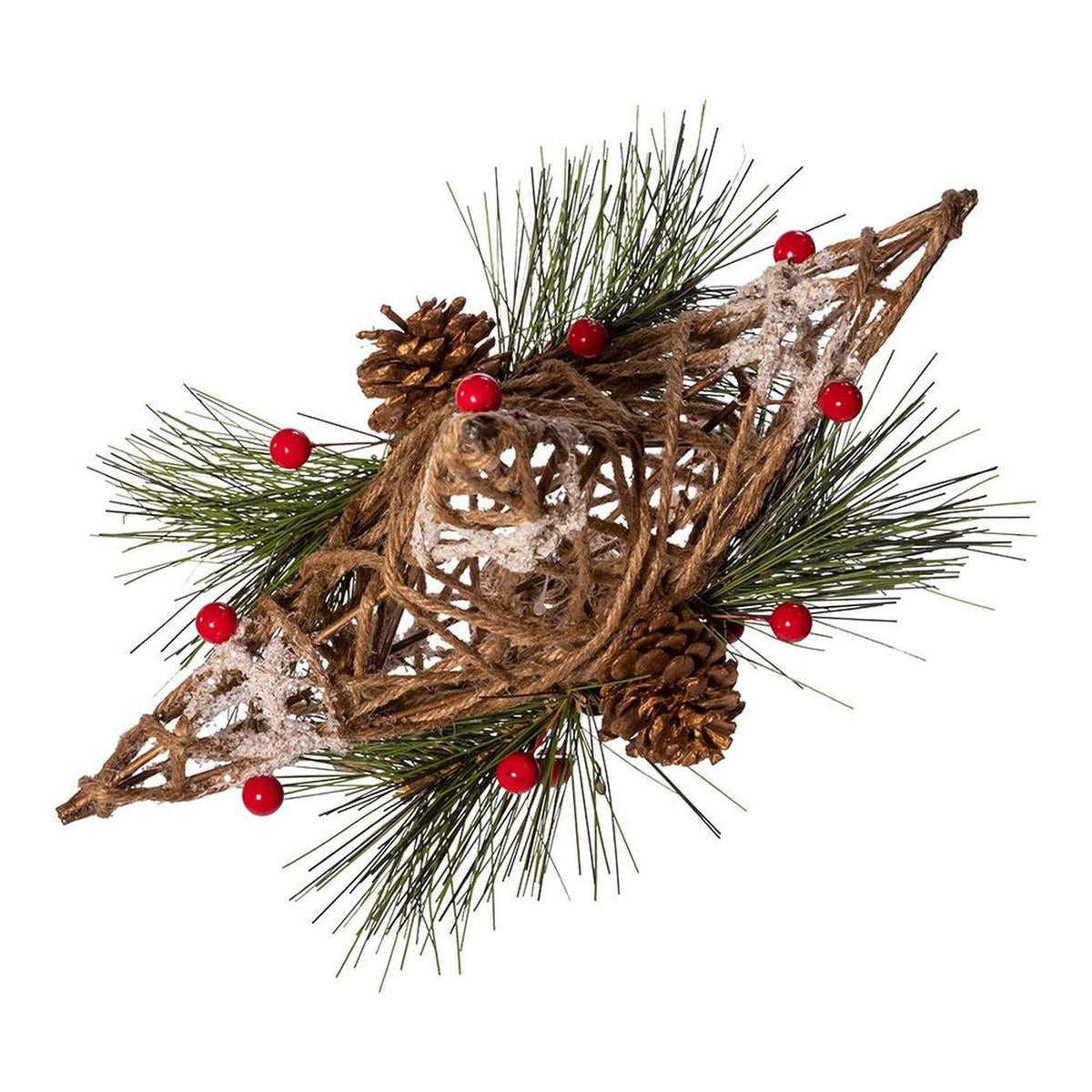 Kurt Adler 11-Inch Natural Star with Pinecones Treetop
