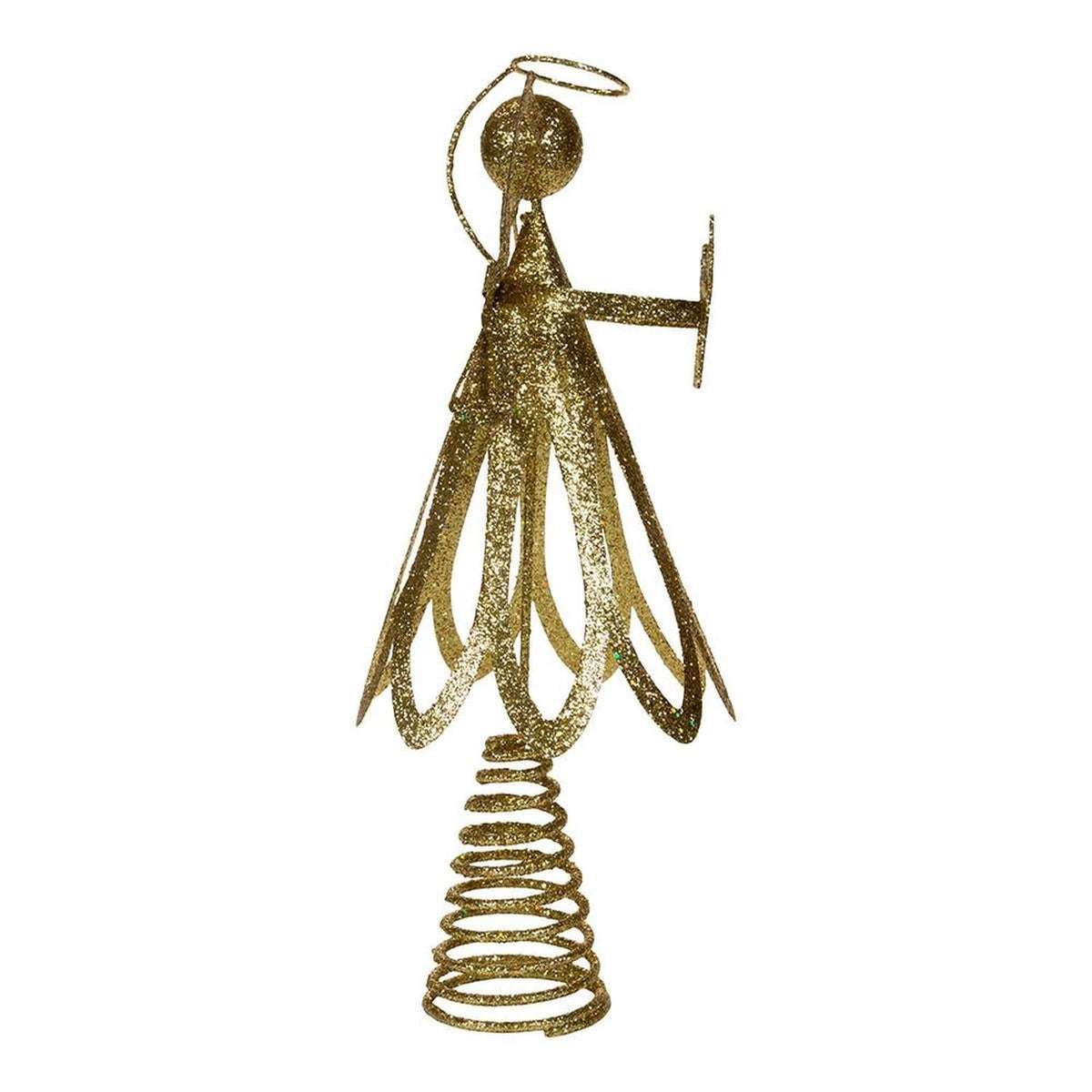 Kurt Adler 12-Inch Gold Glitter Metal Angel Treetop