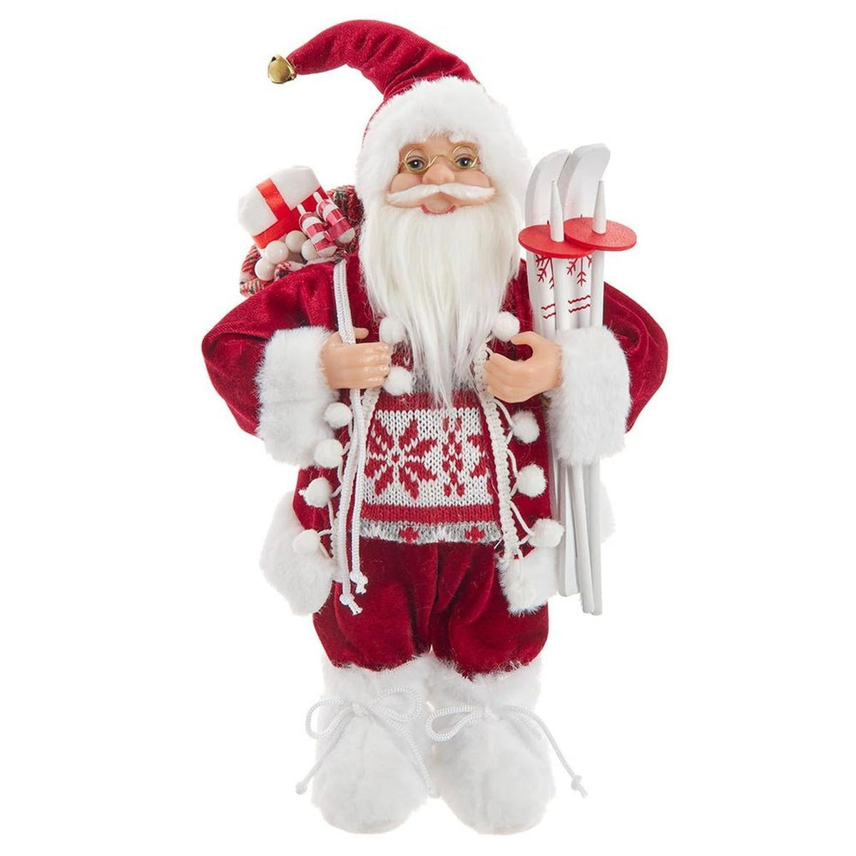 Kurt Adler 12-Inch Standing Christmas Santa with Skis