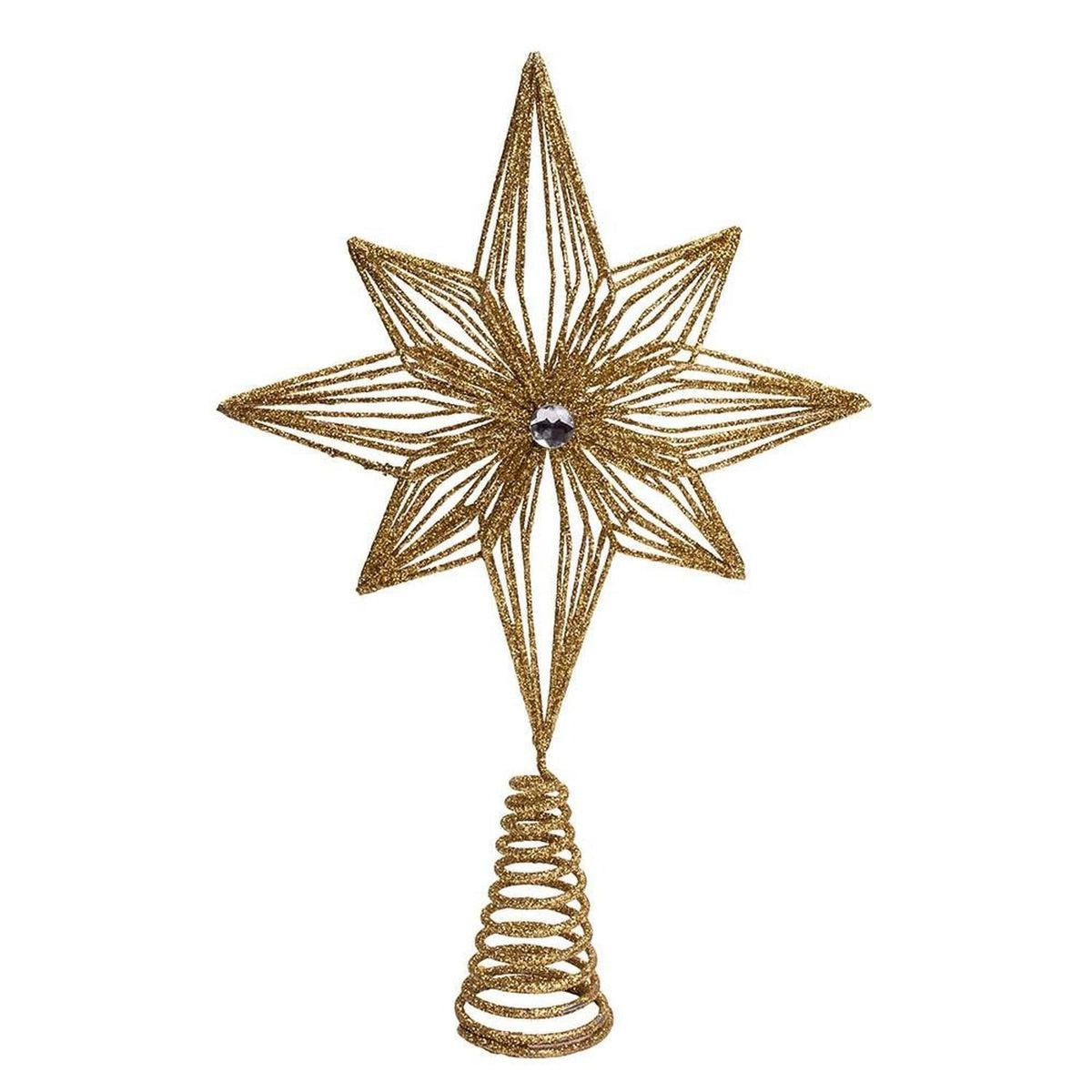 Kurt Adler 12-Inch Unlit Gold Glittered 6-Point Star Tree Topper