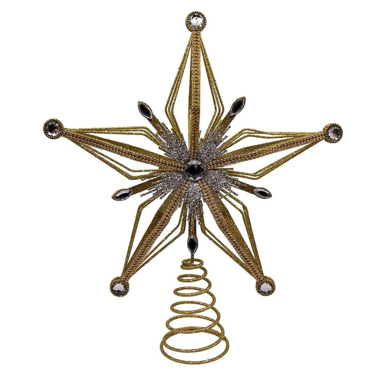 Kurt Adler 12.5-Inch Gold and Silver Star Tree Topper