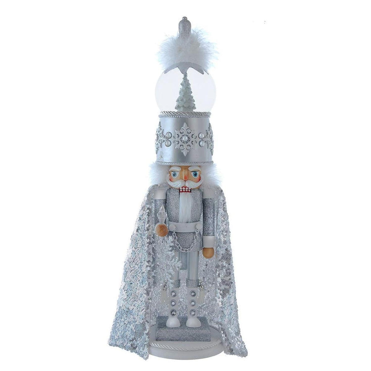 Kurt Adler 22-Inch Hollywood Nutcrackers Musical Silver Nutcracker With Water Globe