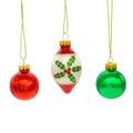 Kurt Adler 35MM Glass Green and Red Ball and Finial (Set of 12)