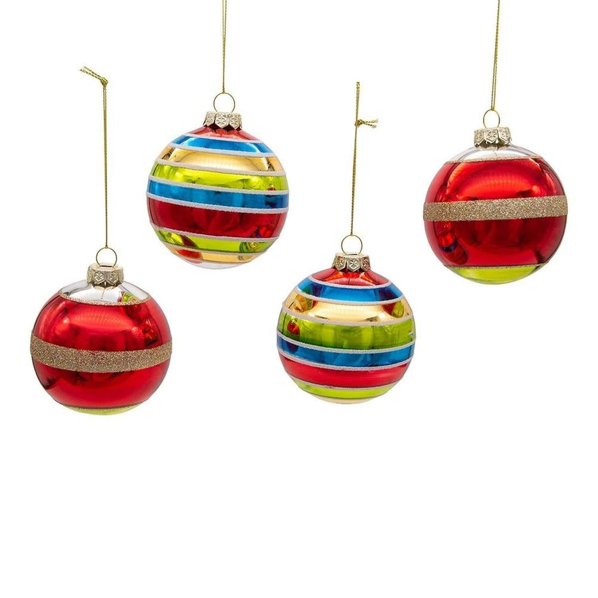 Kurt Adler 75MM Early Years Glass Ornaments, 4 Piece Set