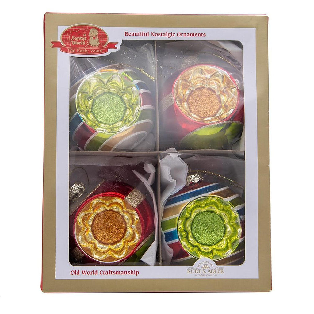 Kurt Adler 75MM Early Years Glass Ornaments, 4 Piece Set