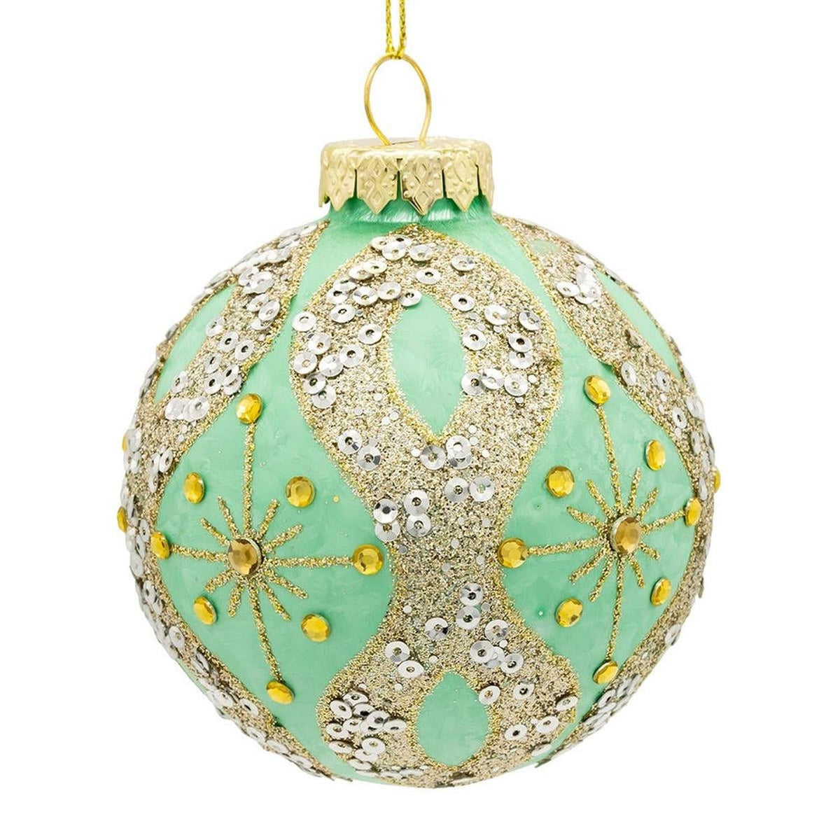 Kurt Adler 80MM Glass Teal and Blue Glass Ornaments, 6-Piece Box