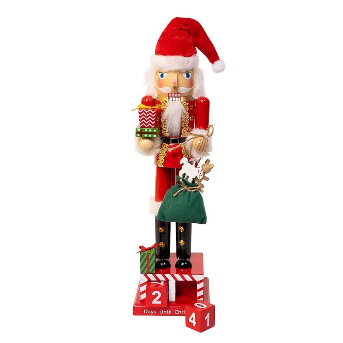 Kurt Adler Wooden 15-Inch Santa Calendar Nutcracker