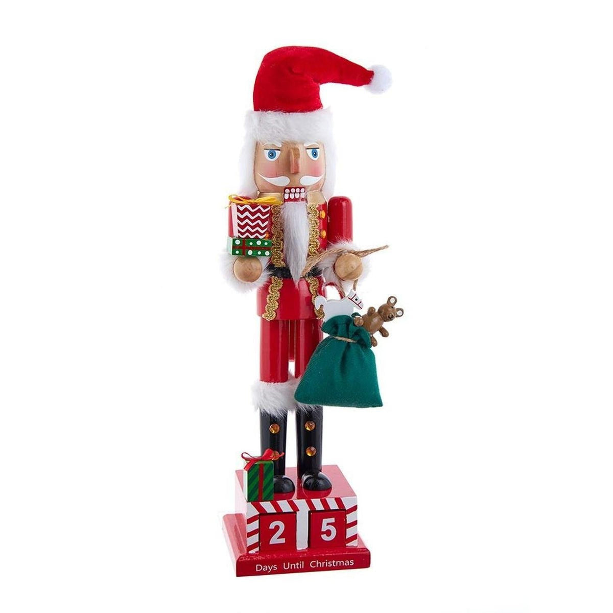 Kurt Adler Wooden 15-Inch Santa Calendar Nutcracker