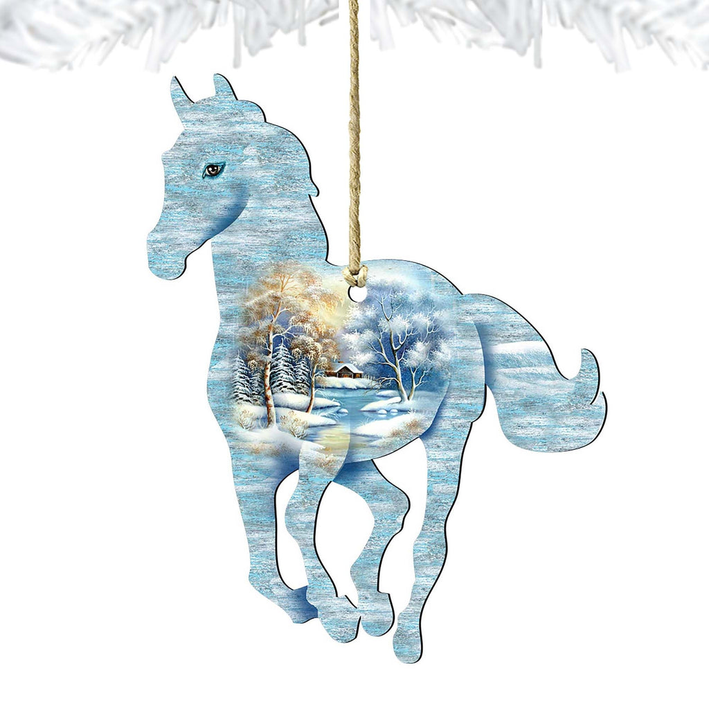 Horse Wooden Ornaments by Nature Wonders - Wildlife Holiday Decor - 8198155-2