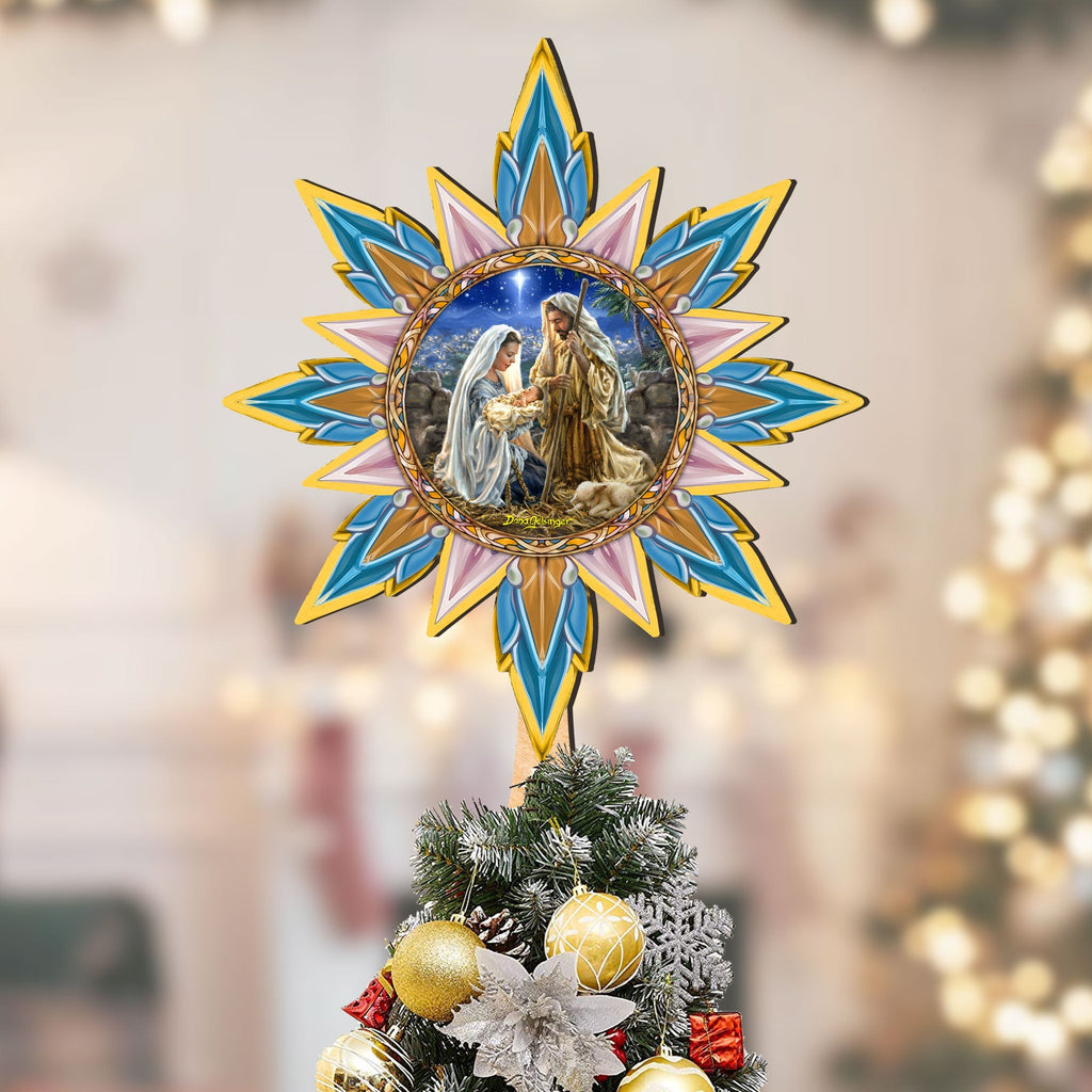Glory to God Star Tree Topper Wooden Decor by D. Gelsinger - Nativity Holiday Decor - 89517-DG