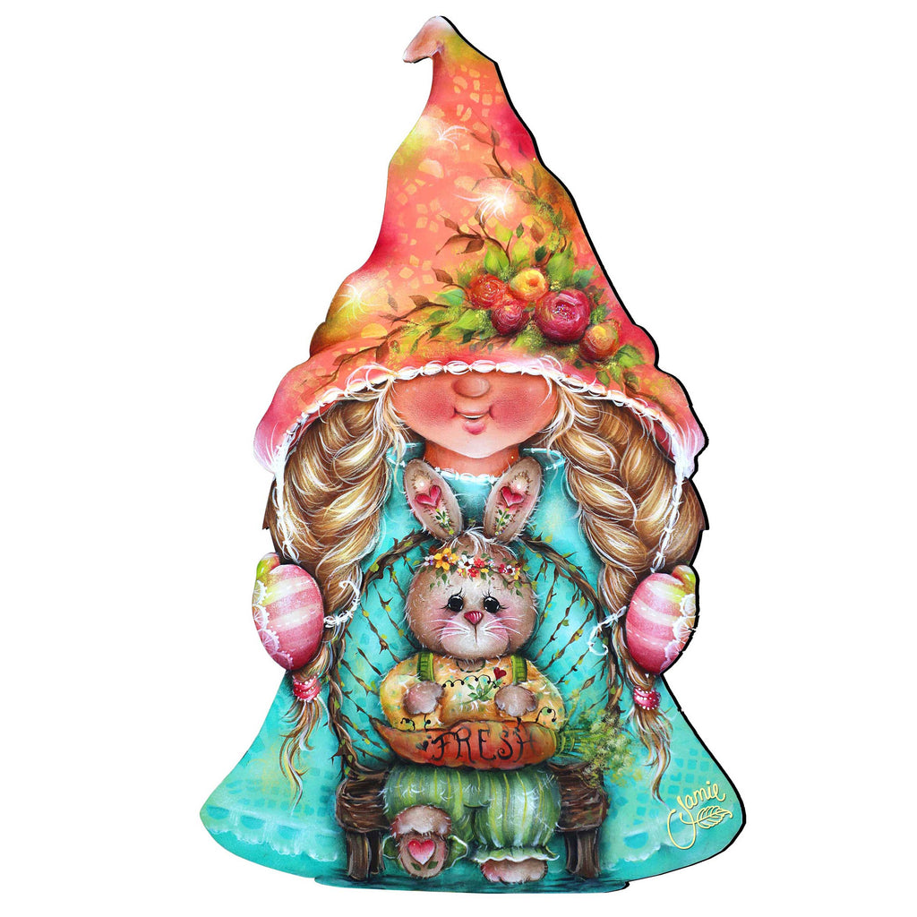 Gnome Girl Bunny Easter Door Decor by Jamie Mills-Price - Easter Spring Decor - 8457610H