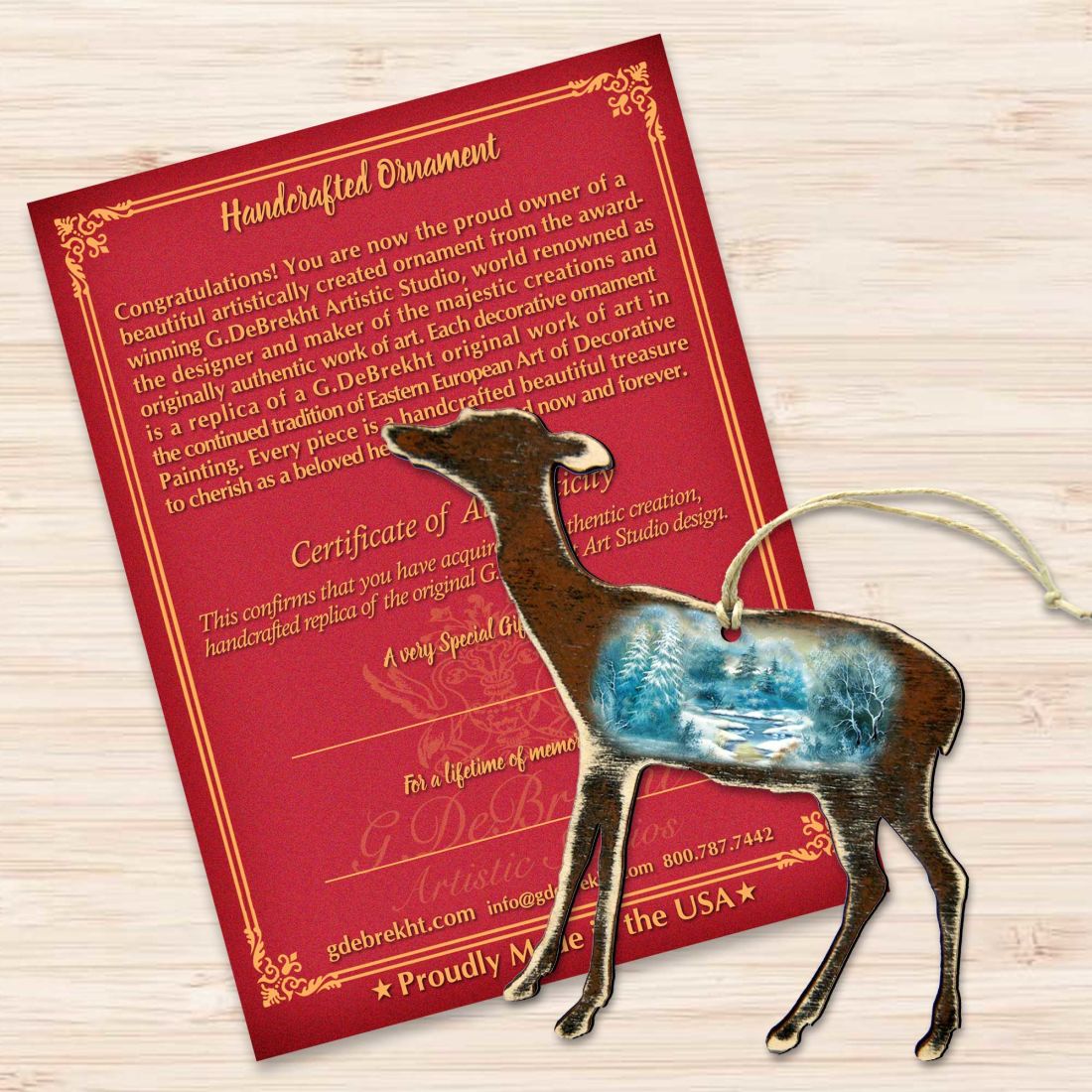 Baby Deer Wooden Ornaments by Nature Wonders - Wildlife Holiday Decor - 8198216