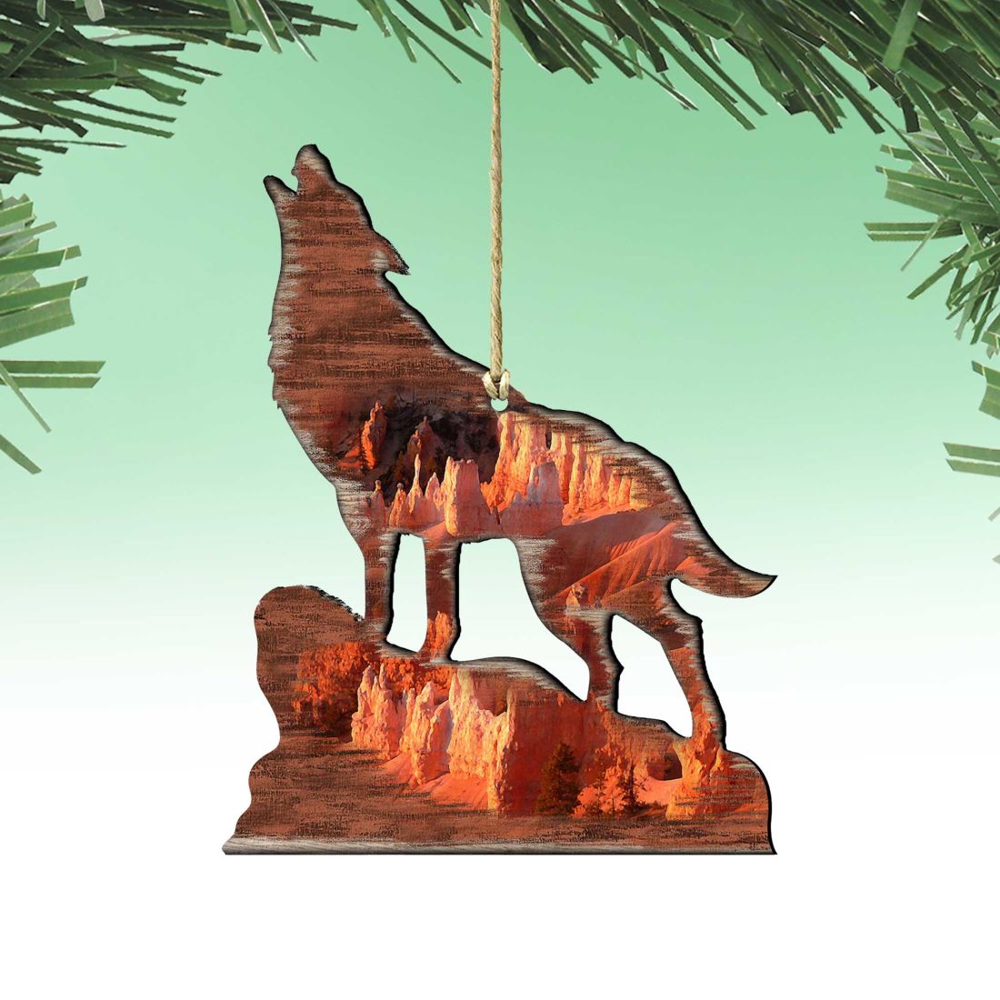 Howling Wolf Wooden Ornaments by Nature Wonders - Wildlife Holiday Decor - 8198227-3