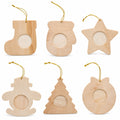 Set of 12 Unfinished Wooden Picture Frame Christmas Ornaments