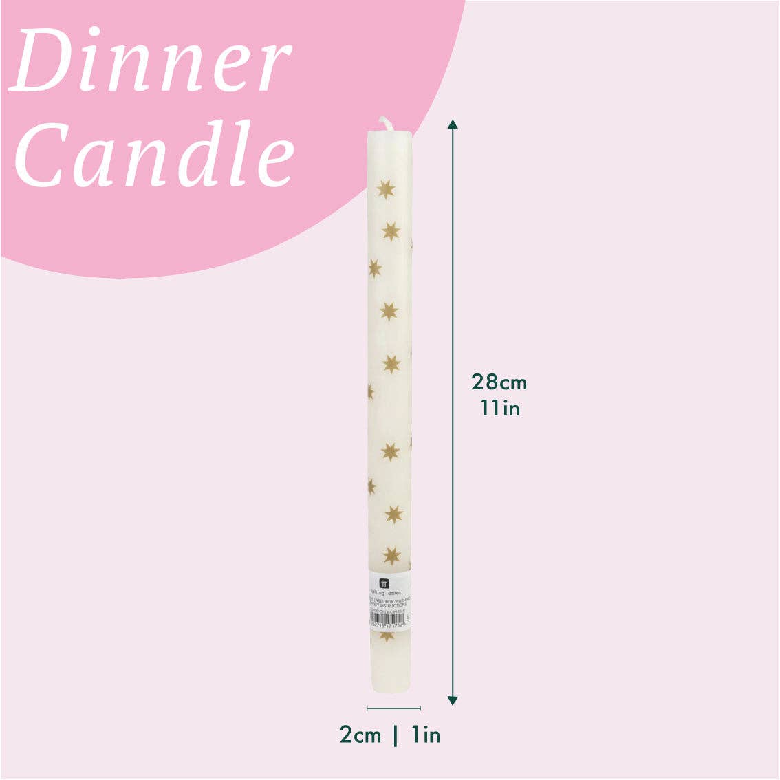 Gold Star Straight Dinner Candle, Sold Individually