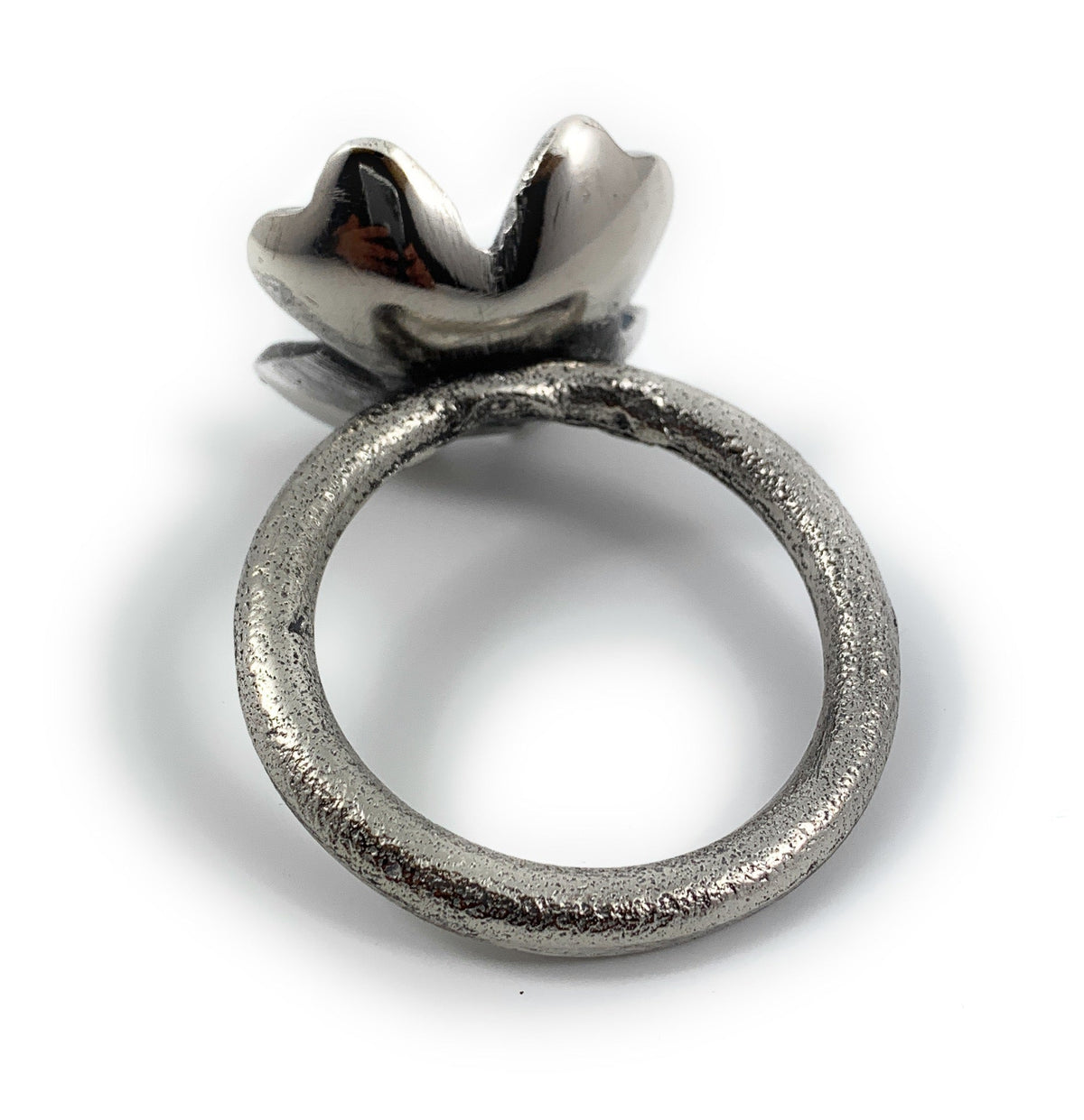 Vibhsa Rustic Silver Floral Napkin Rings | Set of 4, Handcrafted Aluminum