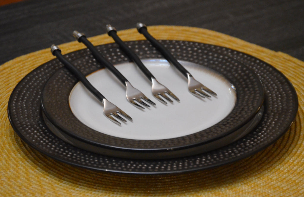 Vibhsa Cocktail Forks Set of 6 (Black Twisted Handle)