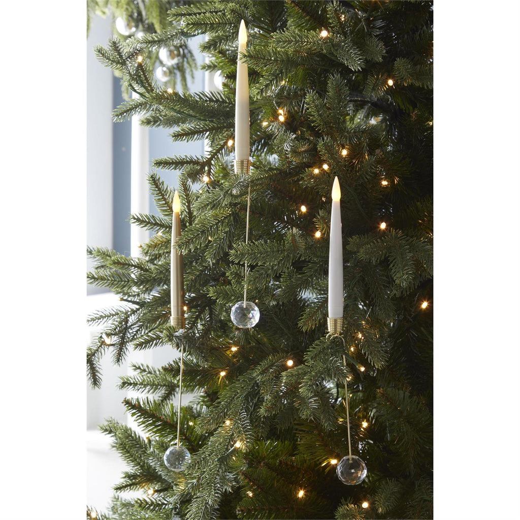 Set of 6 6 Inch Glass Pendant Hanging LED Candle Ornaments with Remote – Cream, Gold & White