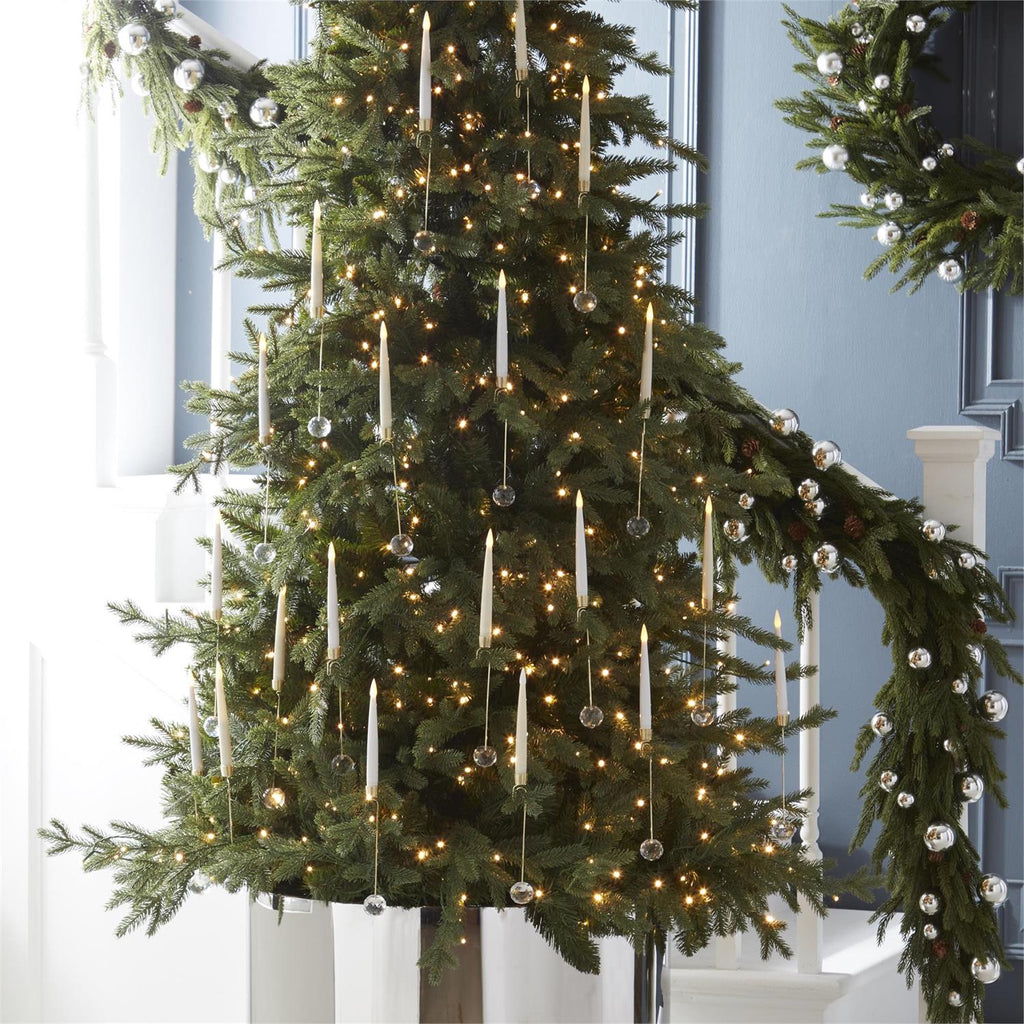 Set of 6 6 Inch Glass Pendant Hanging LED Candle Ornaments with Remote – Cream, Gold & White