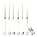 Set of 6 6 Inch Glass Pendant Hanging LED Candle Ornaments with Remote – Cream, Gold & White