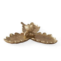 8.75 Inch Gold Resin Leaf Tray with Bird – Decorative Accent