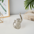 Vibhsa Elephant Ring Holder, 4 Inch, Silver Finish