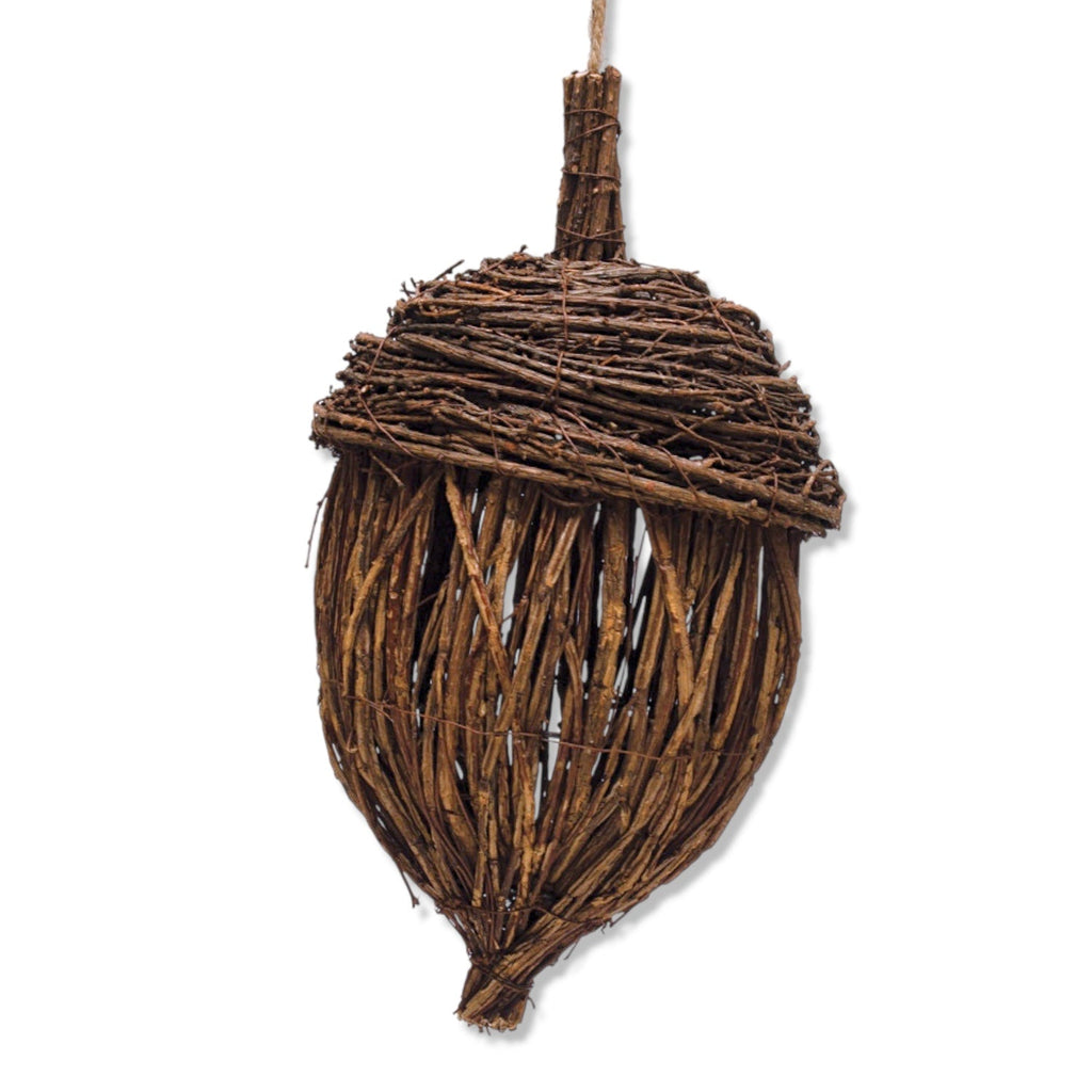 Hand-Woven Rattan Acorn Hanging Ornament