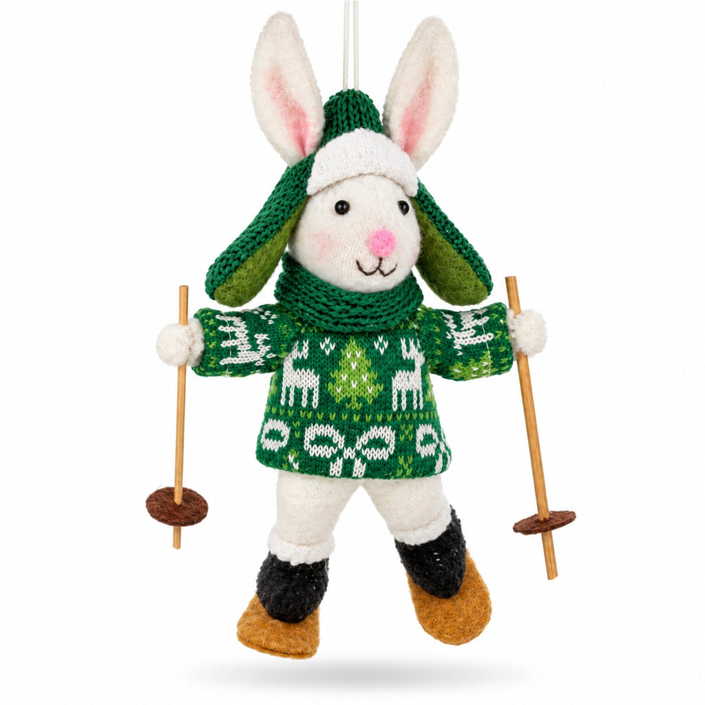 Apres-Ski Tree bundle: Skiing white bunny felt ornament