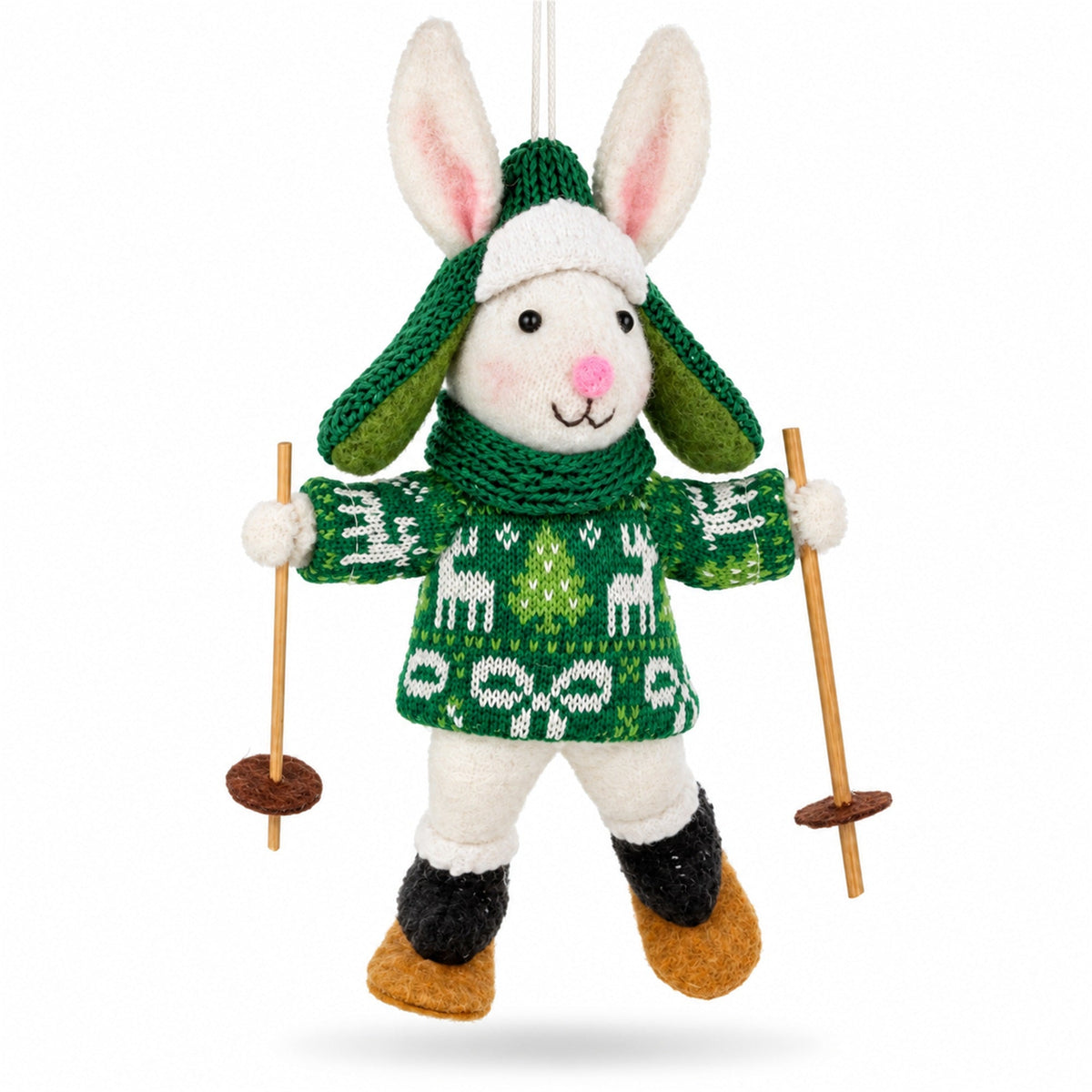 Apres-Ski Tree bundle: Skiing white bunny felt ornament