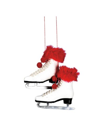 Faux Fur Trimmed Figure Skate Ornament