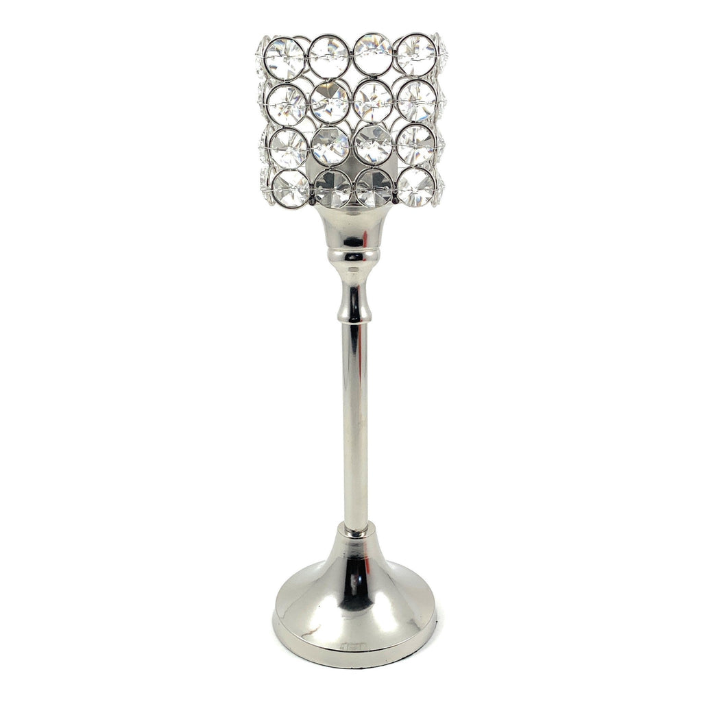 Vibhsa Hurricane Crystal Candle Holder | Square, 10", Tealight Centerpiece