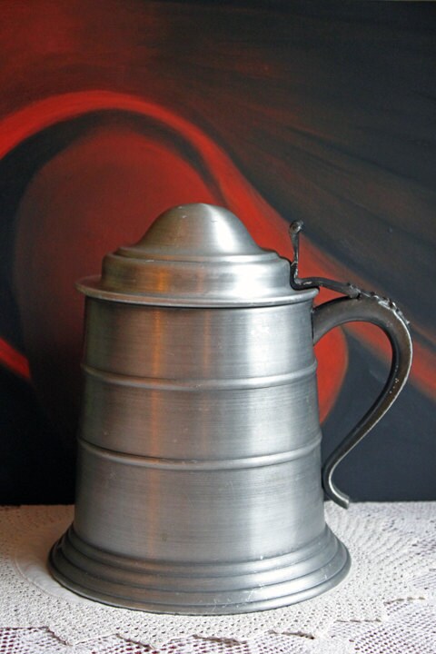 Vintage Pewter-Look Ice Bucket with Ornate Handle