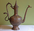 Extra-Large Hand-Hammered Bronze Vessel with Animal Heads