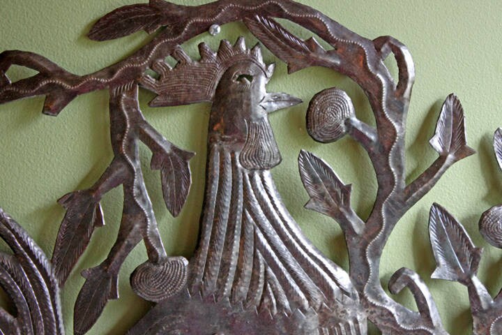Hand-Cut Hammered Metal Rooster Wall Art, Large