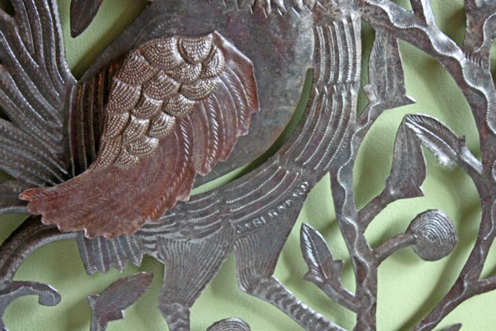 Hand-Cut Hammered Metal Rooster Wall Art, Large