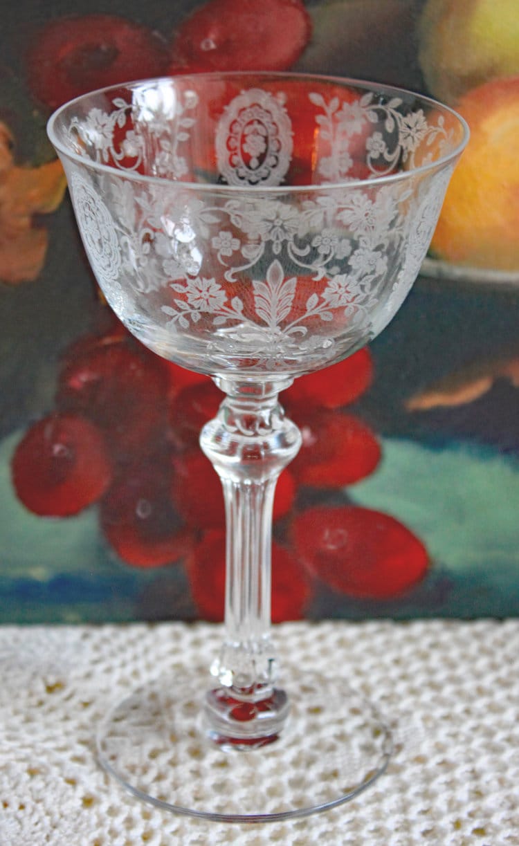 Tiffin Franciscan June Night Etched Wine Goblets, Set of 6