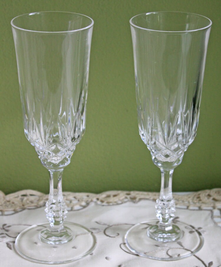 Ornate-Stem Crystal Glasses, Set of 8
