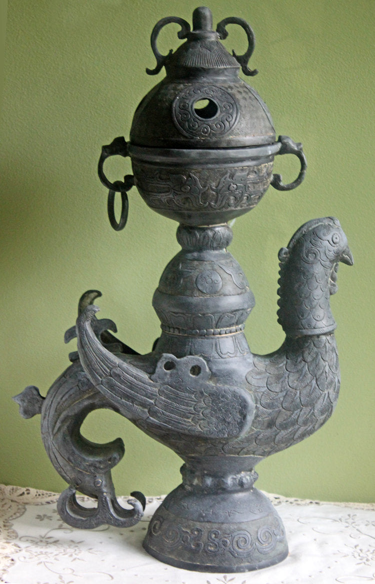 Antique Chinese Bronze Bird Incense Burner, 18th–19th Century