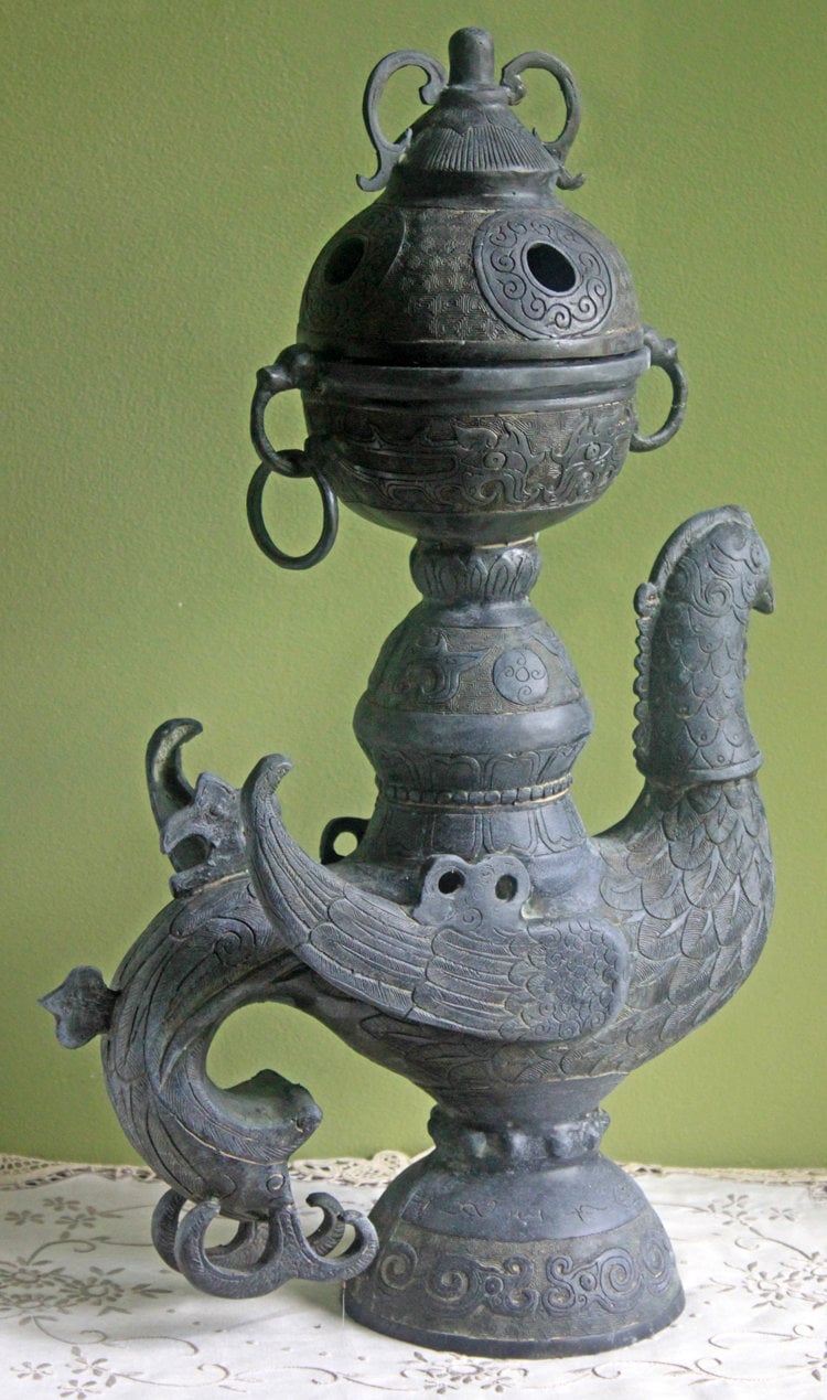 Antique Chinese Bronze Bird Incense Burner, 18th–19th Century