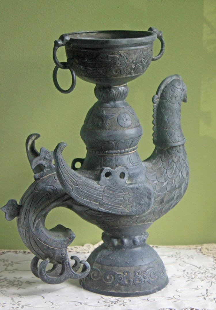 Antique Chinese Bronze Bird Incense Burner, 18th–19th Century