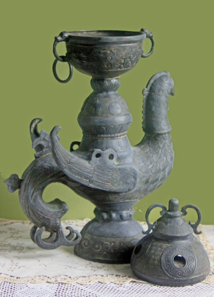 Antique Chinese Bronze Bird Incense Burner, 18th–19th Century