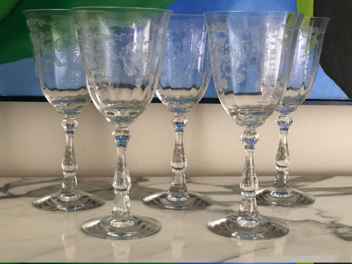 Daisy-Cut Crystal Champagne Glasses, Set of 9
