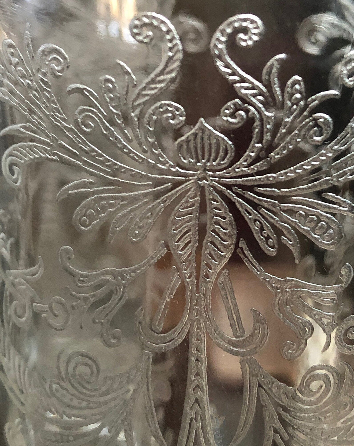 1930s Tiffin Byzantine Etched Footed Juice Glasses