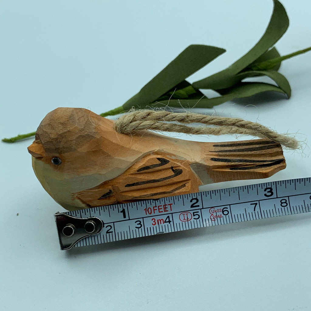 Hand carved hand made wood carvings A yellow birds pendant Arts crafts