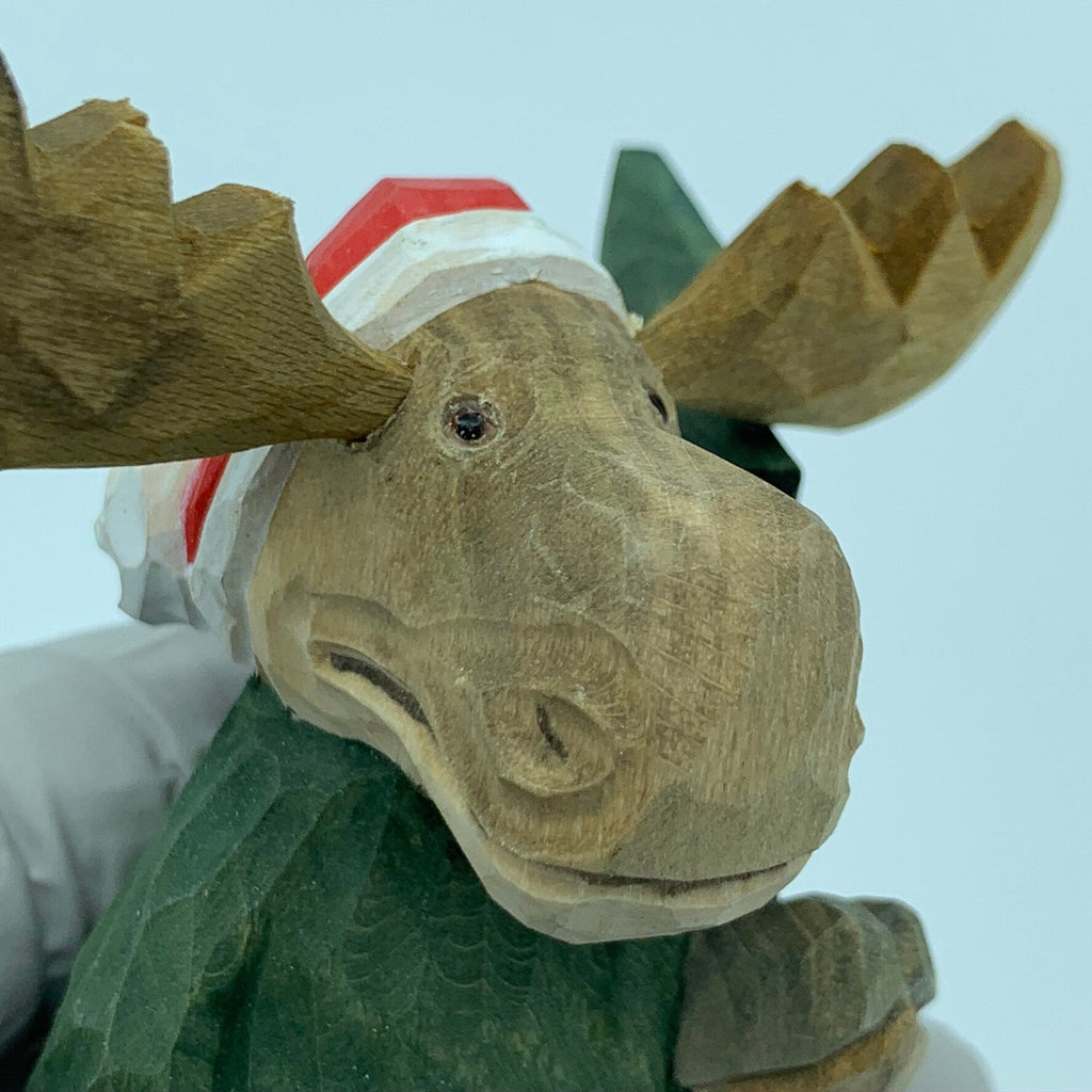 YEEYAYA bull elk  Stag Buck deer Hand Carved Wood sculpture Wood collectibles hand made wood Figurines reindeer Figurine Merry Christmas gift