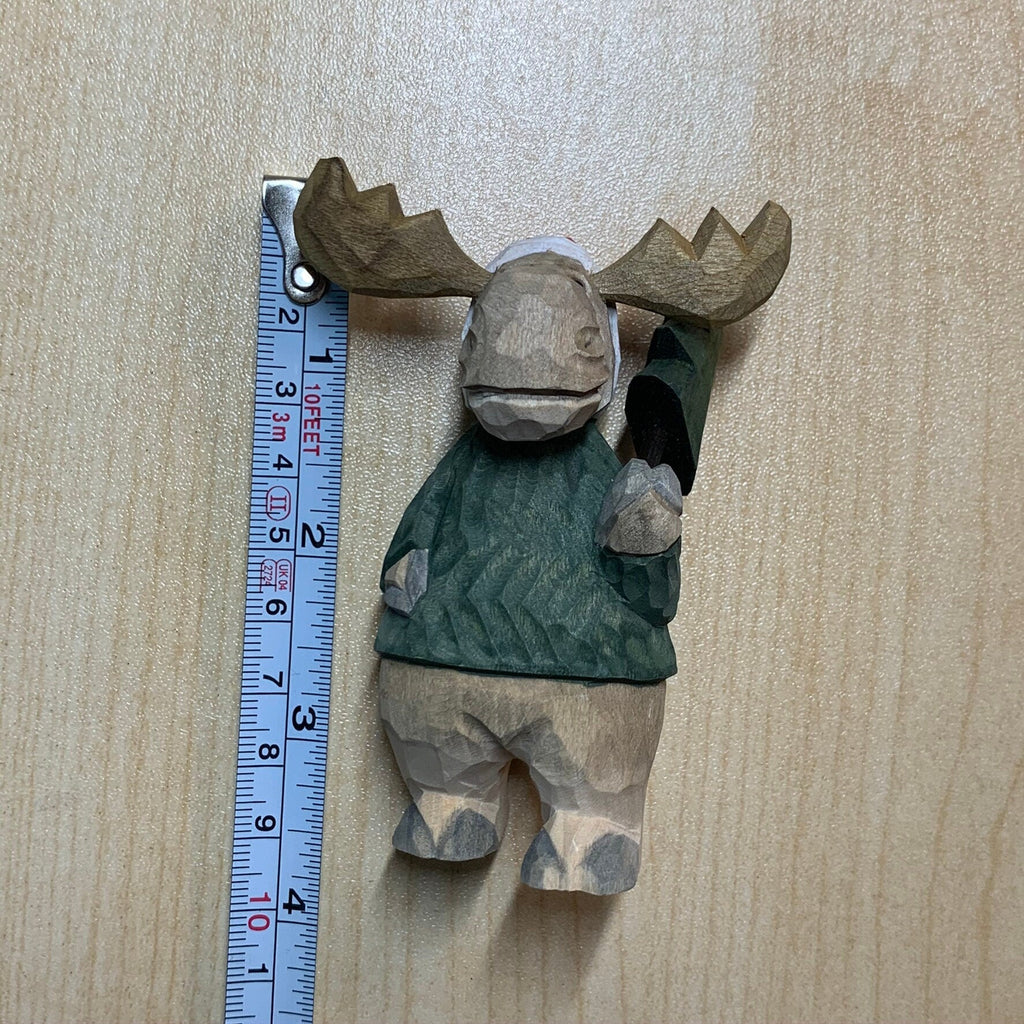 YEEYAYA bull elk  Stag Buck deer Hand Carved Wood sculpture Wood collectibles hand made wood Figurines reindeer Figurine Merry Christmas gift