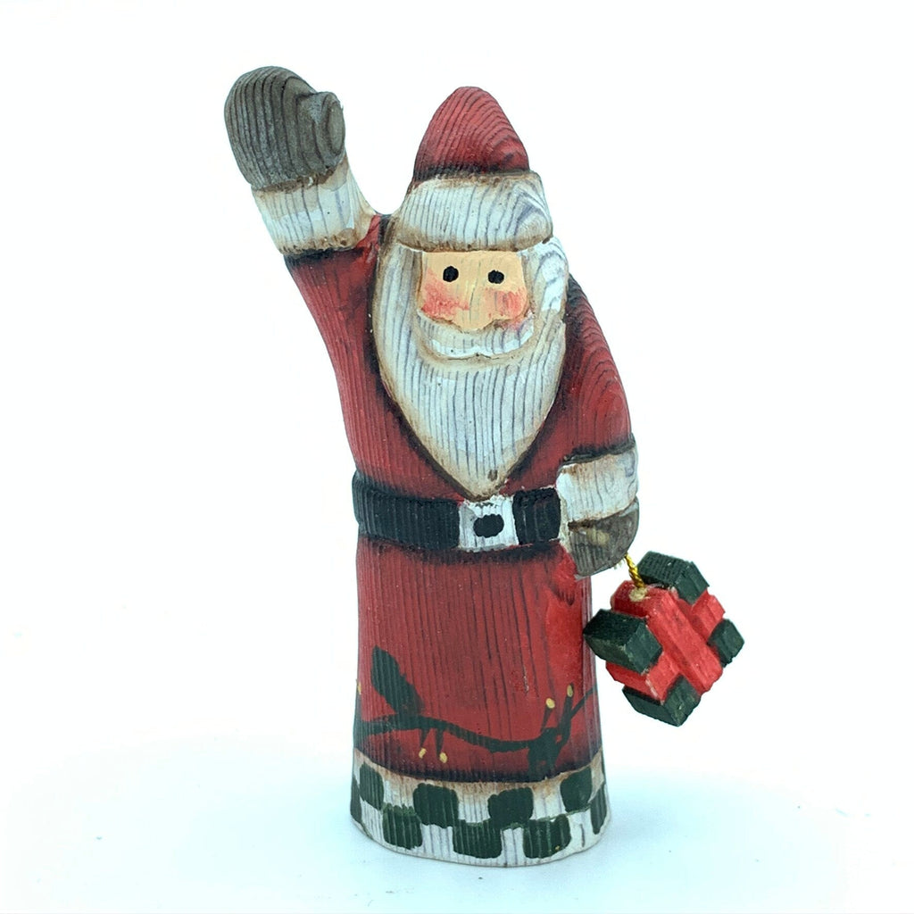 YEEYAYA Wood sculpture Home decor handmade wood Figurines Hand Carved Wood Wooden Santa Claus Figurine Merry Christmas gift